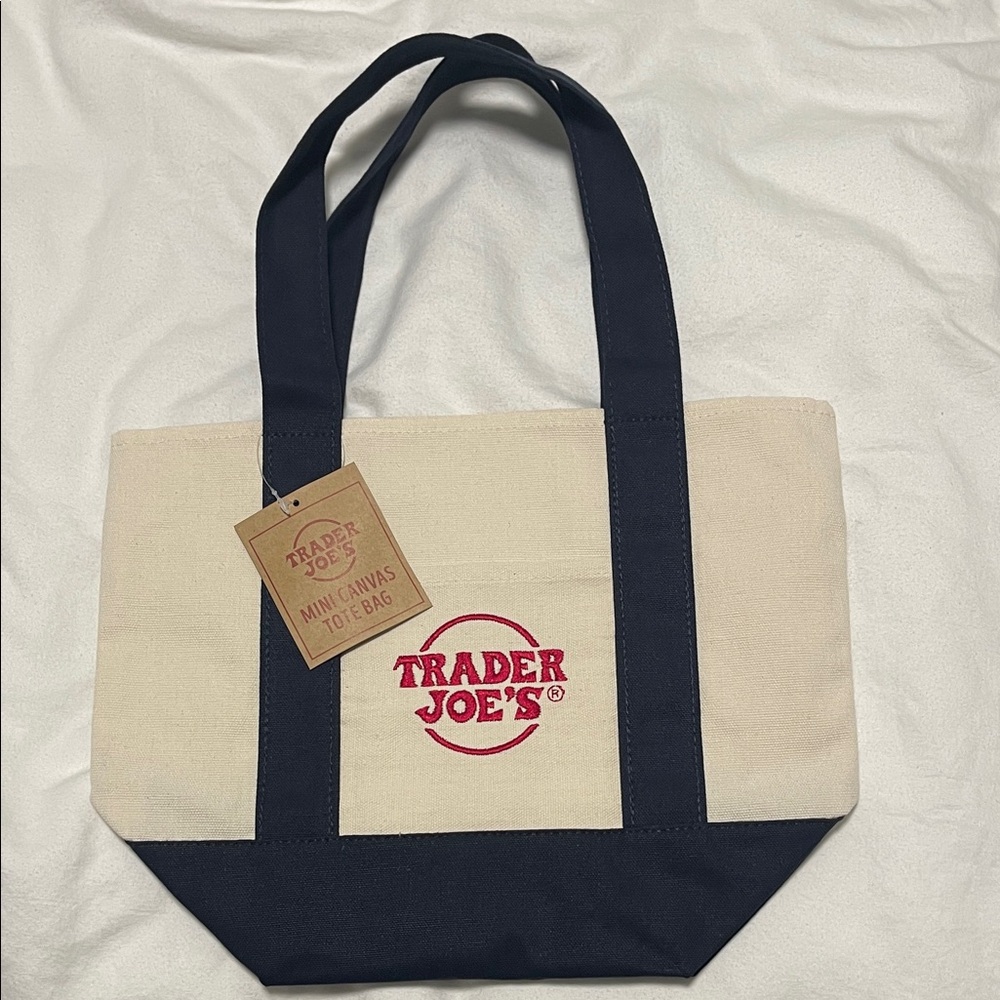 Trader Joe’s mini canvas tote navy blue